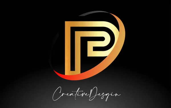 Outline Letter Logo Design Zwart Gouden Kleuren Vectoricoon — Stockvector