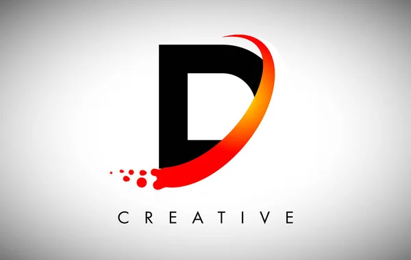 Creative Letter Logo Curved Red Swoosh Και Dots Σύγχρονη Trendy — Διανυσματικό Αρχείο