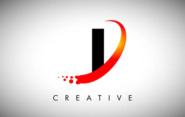 Letra Criativa Logo Com Swoosh Vermelho Curvo Pontos Ilustração Moderna — Vetor de Stock