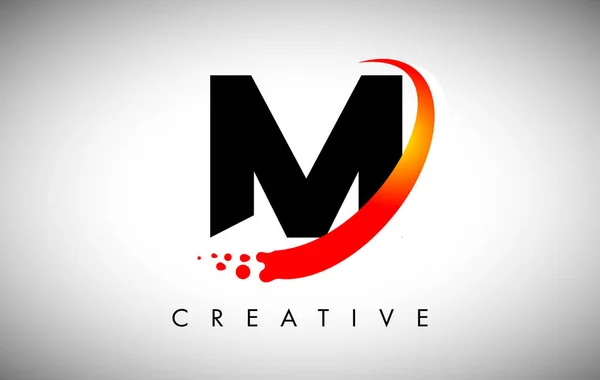 Tvůrčí Písmeno Logo Zakřivenou Červenou Přízí Tečkami Moderní Trendy Písmeno — Stockový vektor