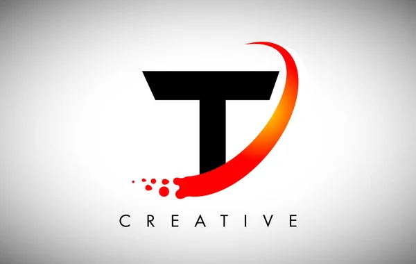 Logo Lettre Créative Avec Swoosh Pois Rouges Courbes Illustration Vectorielle — Image vectorielle