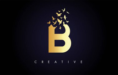 Harften Uçan ve Parçalanan Kuş Sürüsü 'nün Altın B Logosu. 