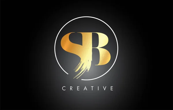 Golden Brush Stroke Letter Logo Design Inglés Logotipo Pintura Negro — Archivo Imágenes Vectoriales
