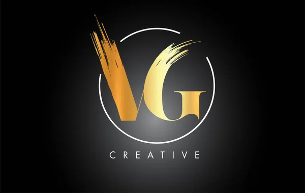 Golden Brush Stroke Letter Logo Design Black Paint Logo Leters — Stock Vector