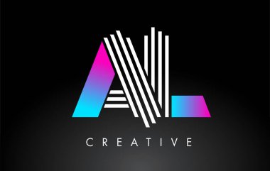 Al White Purple Lines Harf Logosu. Yaratıcı Satır Harfleri Vektör Şablonu.