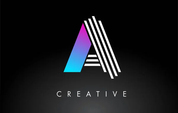 Logo Bílými Fialovými Čárkami Vektorová Šablona Creative Line Letters — Stockový vektor