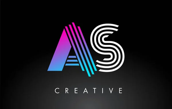 Jako Bílé Fialové Čáry Písmeno Logo Vektorová Šablona Creative Line — Stockový vektor