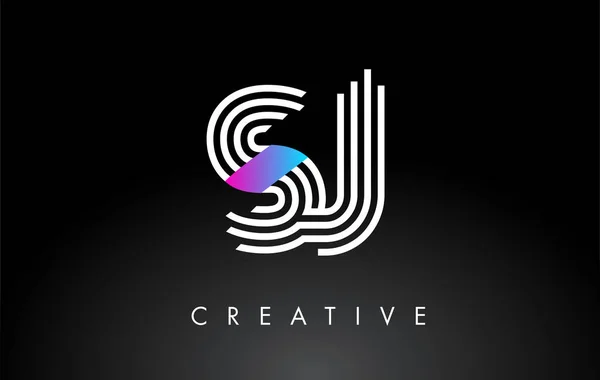 Логотип White Purple Lines Letter Шаблон Векторных Букв Creative Line — стоковый вектор