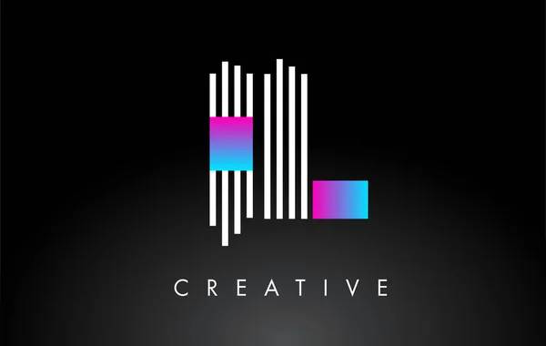 White Purple Lines Letter Logo Kreative Linienbuchstaben Vektor Vorlage — Stockvektor