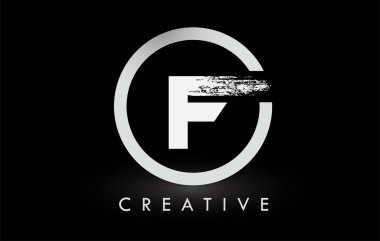 Beyaz F Fırça Harf Logosu Tasarımı. Yaratıcı Fırça Harfleri Simgesi logosu.