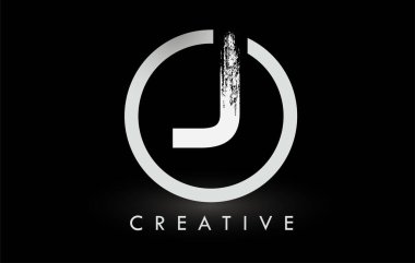 Beyaz J Fırça Harf Logosu Tasarımı. Yaratıcı Fırça Harfleri Simgesi logosu.