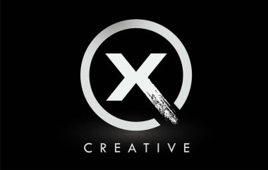 Beyaz X Fırça Harf Logosu Tasarımı. Yaratıcı Fırça Harfleri Simgesi logosu.