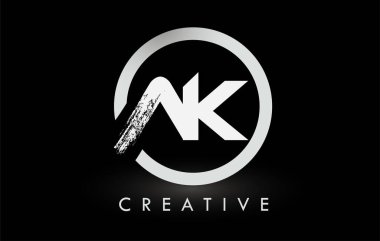 Beyaz AK Fırça Mektup Logosu Tasarımı. Yaratıcı Fırça Harfleri Simgesi logosu.