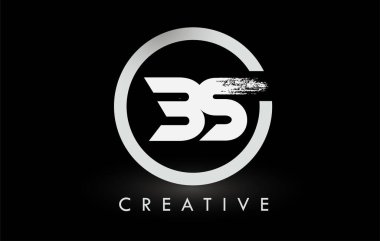 White BS Fırça Harf Logosu Tasarımı. Yaratıcı Fırça Harfleri Simgesi logosu.