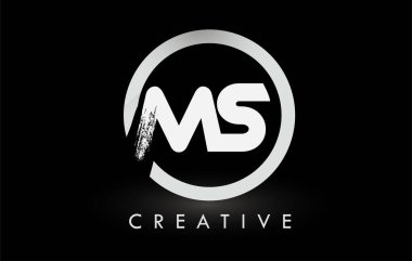 Beyaz MS Fırça Harf Logosu Tasarımı. Yaratıcı Fırça Harfleri Simgesi logosu.