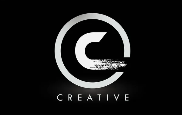 White Brush Carta Logo Design Criativa Escovado Letras Ícone Logotipo —  Vetores de Stock