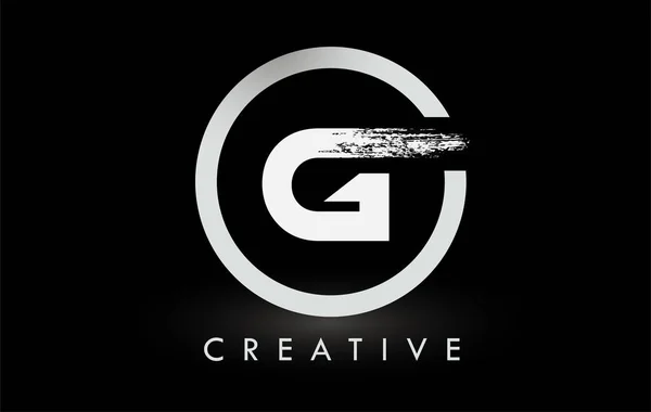 White Brush Carta Logo Design Criativa Escovado Letras Ícone Logotipo — Vetor de Stock