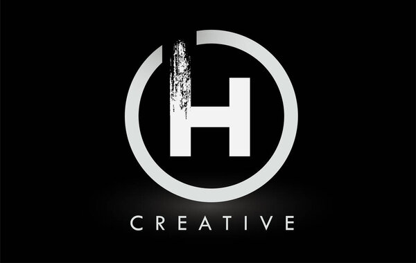 White H Brush Letter Logo Design. Creative Brushed Letters Icon Logo.