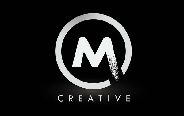 Λευκό Brush Letter Σχεδιασμός Logo Δημιουργικό Λογότυπο Εικονιδίου Βουρτσισμένων Γραμμάτων — Διανυσματικό Αρχείο