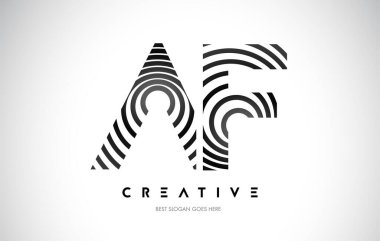 AF Hatları Warp Logosu Tasarımı. Siyah Dairesel Çizgilerle Harf Simgesi.
