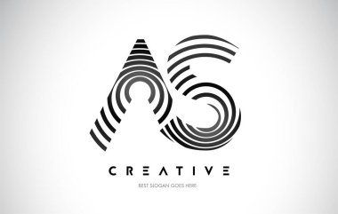 AS Hatları Warp Logosu Tasarımı. Siyah Dairesel Çizgilerle Harf Simgesi.