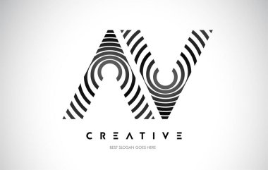 AV Hatları Warp Logosu Tasarımı. Siyah Dairesel Çizgilerle Harf Simgesi.