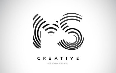 MS Lines Warp Logosu Tasarımı. Siyah Dairesel Çizgilerle Harf Simgesi.