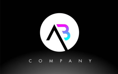 Mor siyah siyah siyah AB logosu. Harf Tasarım Vektörü.