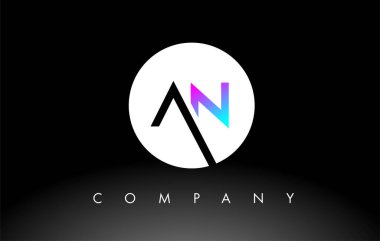 Mor siyah AN logosu. Harf Tasarım Vektörü.