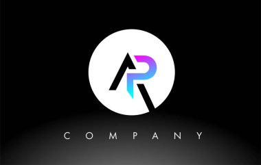 Mor siyah AP logosu. Harf Tasarım Vektörü.