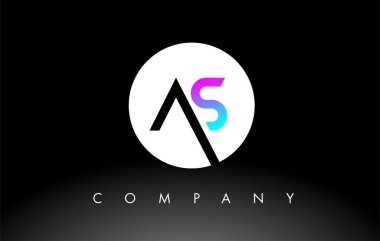 Mor siyah AS logosu. Harf Tasarım Vektörü.