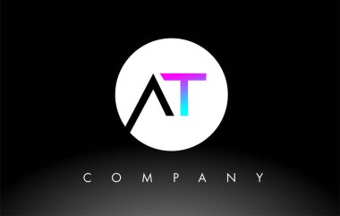 Mor Siyah AT Logosu. Harf Tasarım Vektörü.