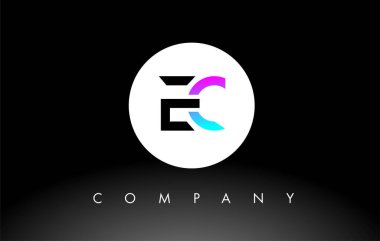 Mor Siyah AK logosu. Harf Tasarım Vektörü.