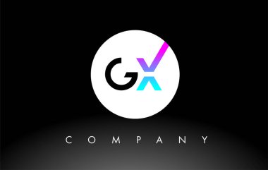 Mor siyah GX logosu. Harf Tasarım Vektörü.
