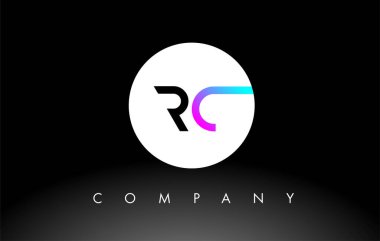 Mor siyah RC logosu. Harf Tasarım Vektörü.