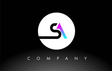 Mor siyah SA logosu. Harf Tasarım Vektörü.