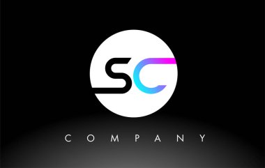 Mor Siyah SC Logosu. Harf Tasarım Vektörü.