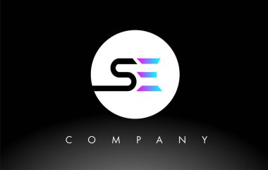 Mor siyah SE logosu. Harf Tasarım Vektörü.