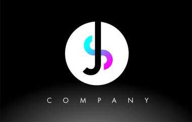 Mor siyah SJ logosu. Harf Tasarım Vektörü.