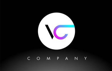 Mor siyah VC logosu. Harf Tasarım Vektörü.