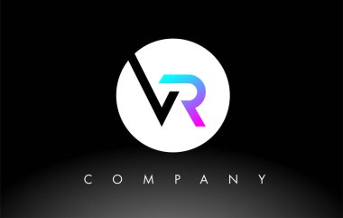 Mor siyah VR logosu. Harf Tasarım Vektörü.