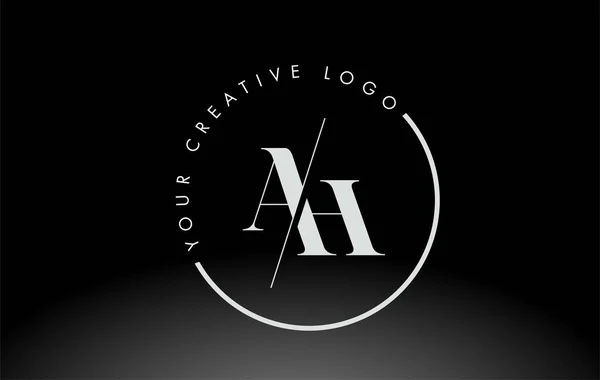 Białe Litery Serif Logo Design Creative Intersected Cut — Wektor stockowy