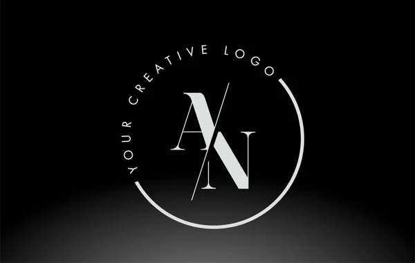 Diseño Blanco Del Logotipo Letra Serif Con Corte Interseccionado Creativo — Archivo Imágenes Vectoriales