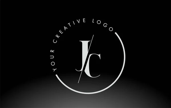 White Serif Letter Logo Design Creative Intersected Cut — Stockový vektor