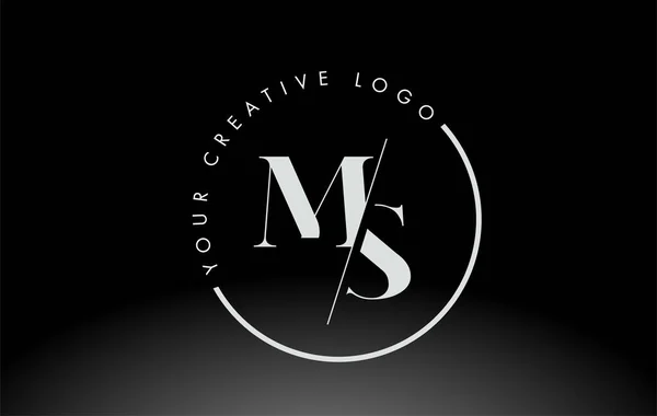 White Serif Letter Logo Design Creative Intersected Cut — 스톡 벡터