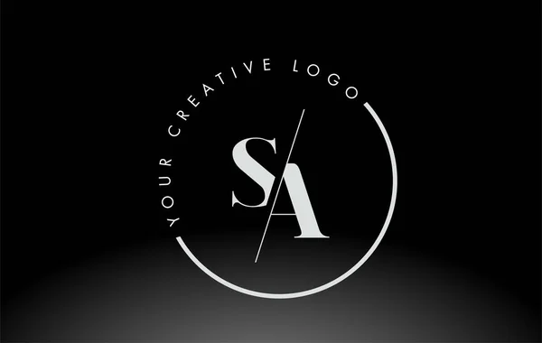 White Serif Letter Logo Σχεδιασμός Creative Intersected Cut — Διανυσματικό Αρχείο