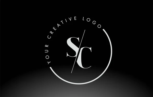 White Serif Letter Logo Design Creative Intersected Cut — 스톡 벡터