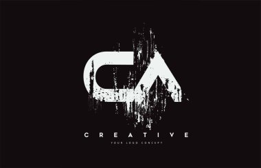 CA C A Grunge Fırça Harf Logosu Tasarımı Beyaz Renkler Vektör İllüstrasyonu.