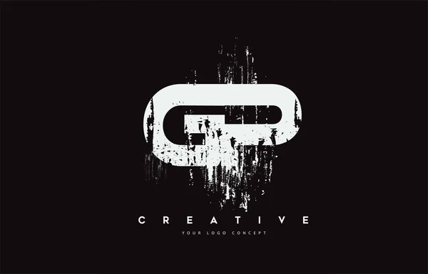 Grunge Brush Letter Logo Design Bílých Barvách Vektorové Ilustrace — Stockový vektor