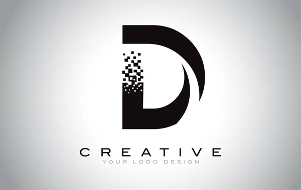 Eerste Letter Logo Ontwerp Met Digitale Pixels Zwart Wit Kleuren — Stockvector